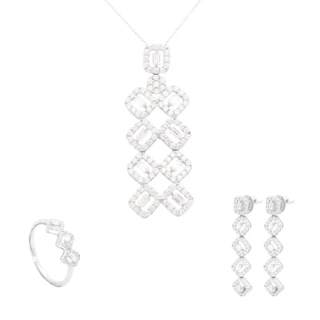 18K Gold Half Set with Embellished Geometric Design
