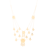 18K Gold Necklace with Interwoven Wires and Chains Design