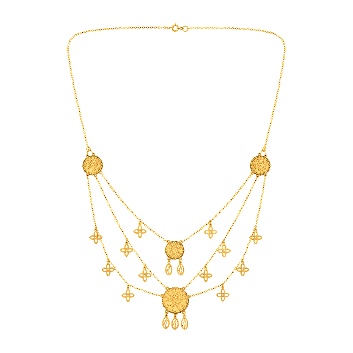 18K Gold Necklace with Interwoven Chains Design