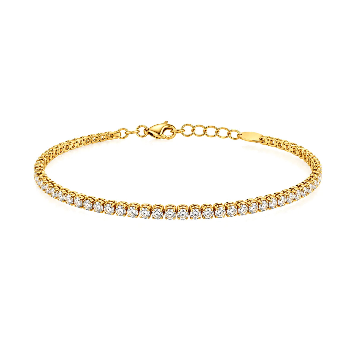 18K Chain Bracelet with Tennis Design