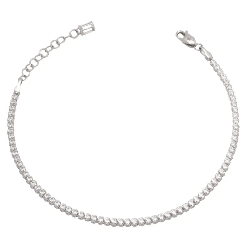18K Chain Bracelet with Tennis Paved Stones Design