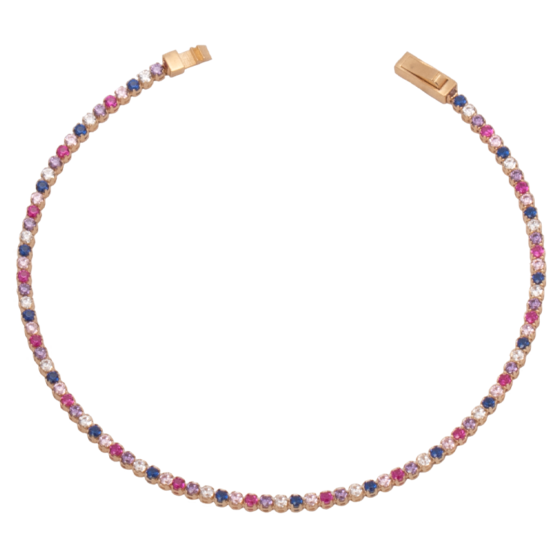 18K Gold Bracelet with Multi Color Stones