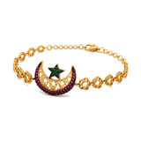 21K Chain Bracelet with Crescent Star Design