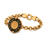 21K Chain Bracelet with Elegant Ornate Design In Black