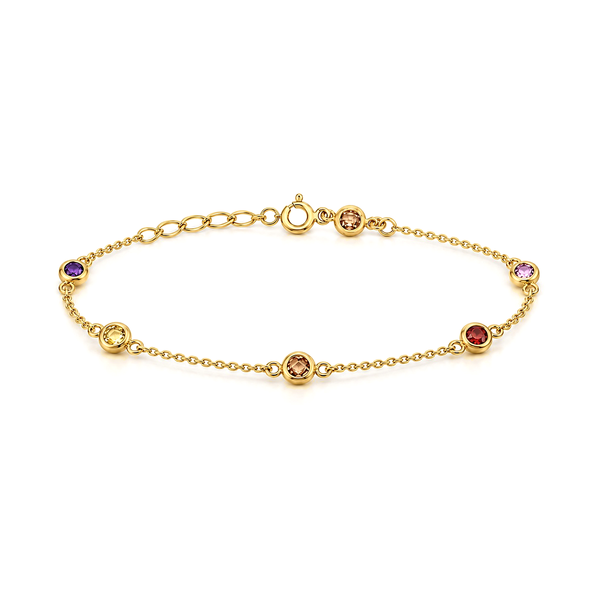 18K Gold Chain Bracelet Paved Round Stones Design
