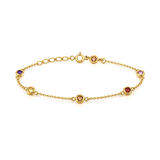 18K Gold Chain Bracelet Paved Round Stones Design