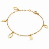 18K Gold Chain Bracelet Delicate Leaf Design