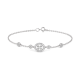 18K White Gold Chain Bracelet Embellished Circles Design