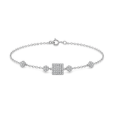 18K White Gold Chain Bracelet Embellished Square Design