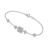 18K White Gold Chain Bracelet Embellished Square Design