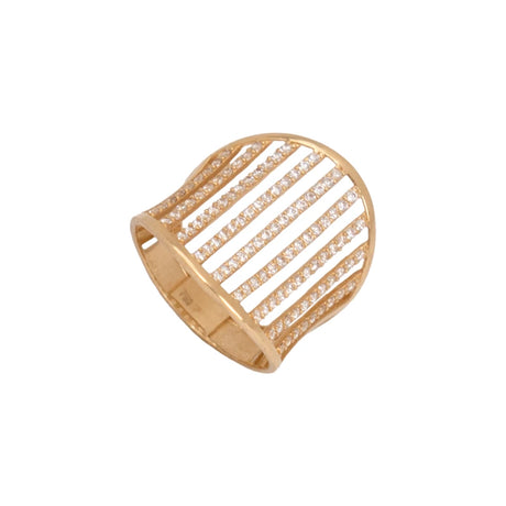 18K Gold Ring with Shining Gemstones in Linear Design