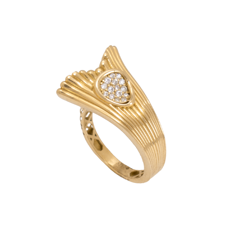 خاتم ذهب عيار 18 بفصوص صغيرة لامعة