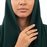 خاتم ذهب عيار 18 بفصوص صغيرة لامعة