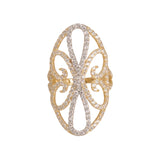 18K Gold Ring with Geometric Design and Gemstones