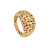 خاتم ذهب عيار 18 بفصوص ملونة