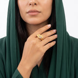 18K Gold Ring with Colorful Oval Paved Stones Design