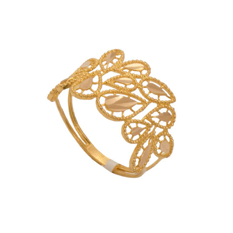 21K Gold Ring with Colorful Teardrop Design