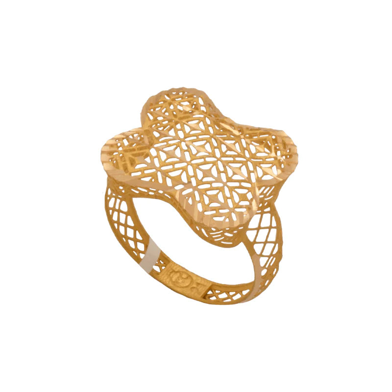 21K Gold Ring with Mesh Square Design