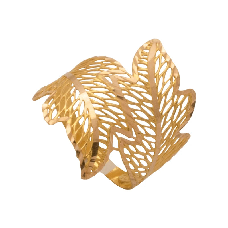 21K Gold Ring with Leaf Design