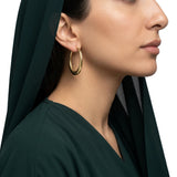 18K Gold Earrings with Large Circular Design