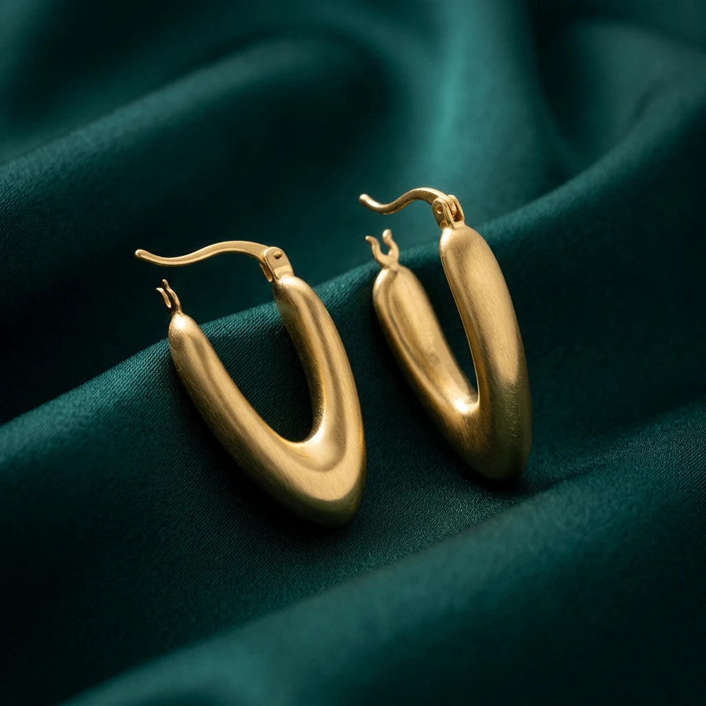 21K Gold Earrings with Large Geometric Design