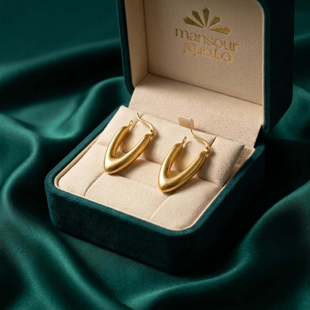 21K Gold Earrings with Large Geometric Design