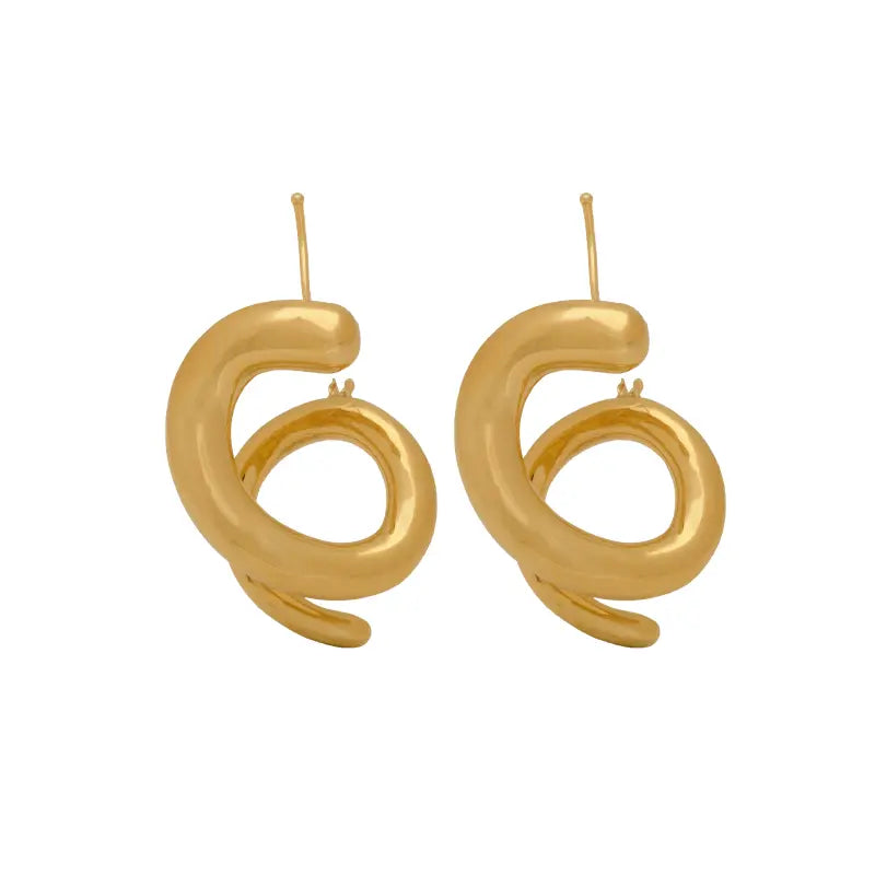 18K Gold Earrings with Spiral Design