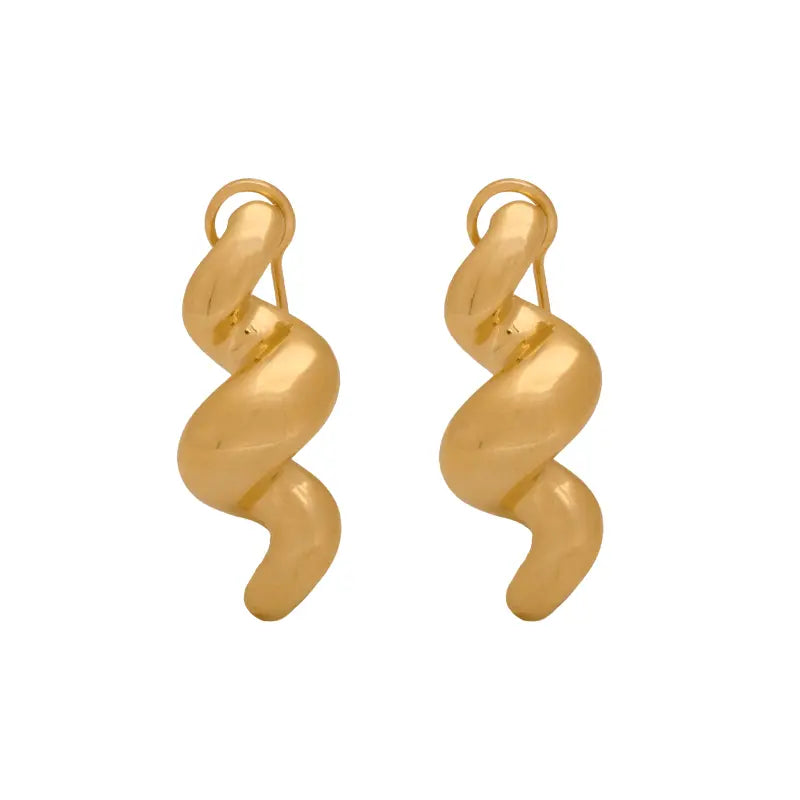 18K Gold Earrings with Twisted Design