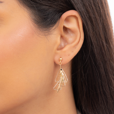 18K Gold Earrings with Geometric Triangles Design