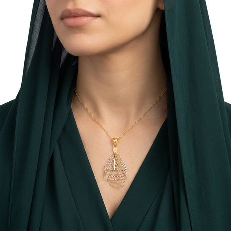 18K Gold Pendant with Interlocking Triangle Design
