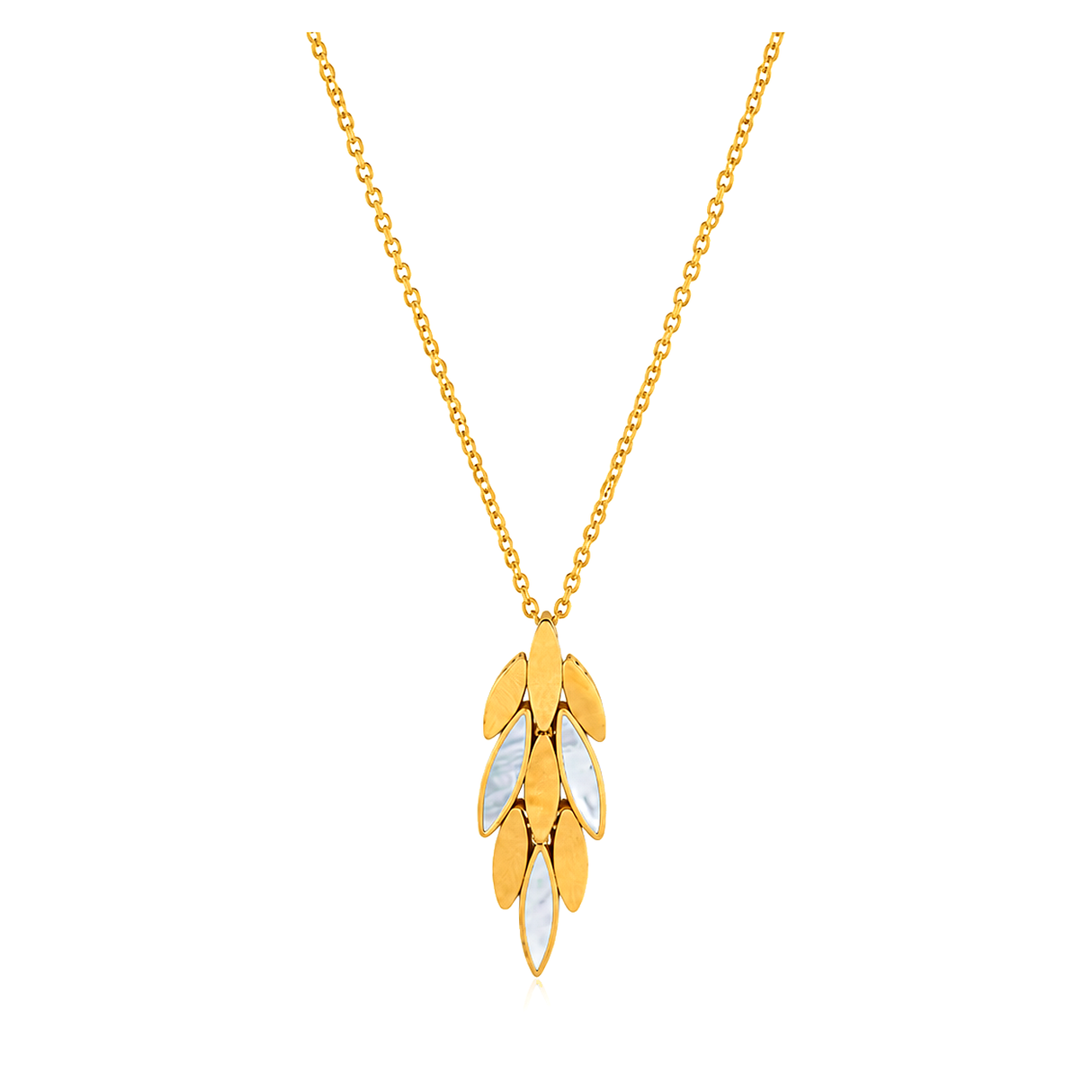 18K Gold Pendant with Cascading Leaves Design