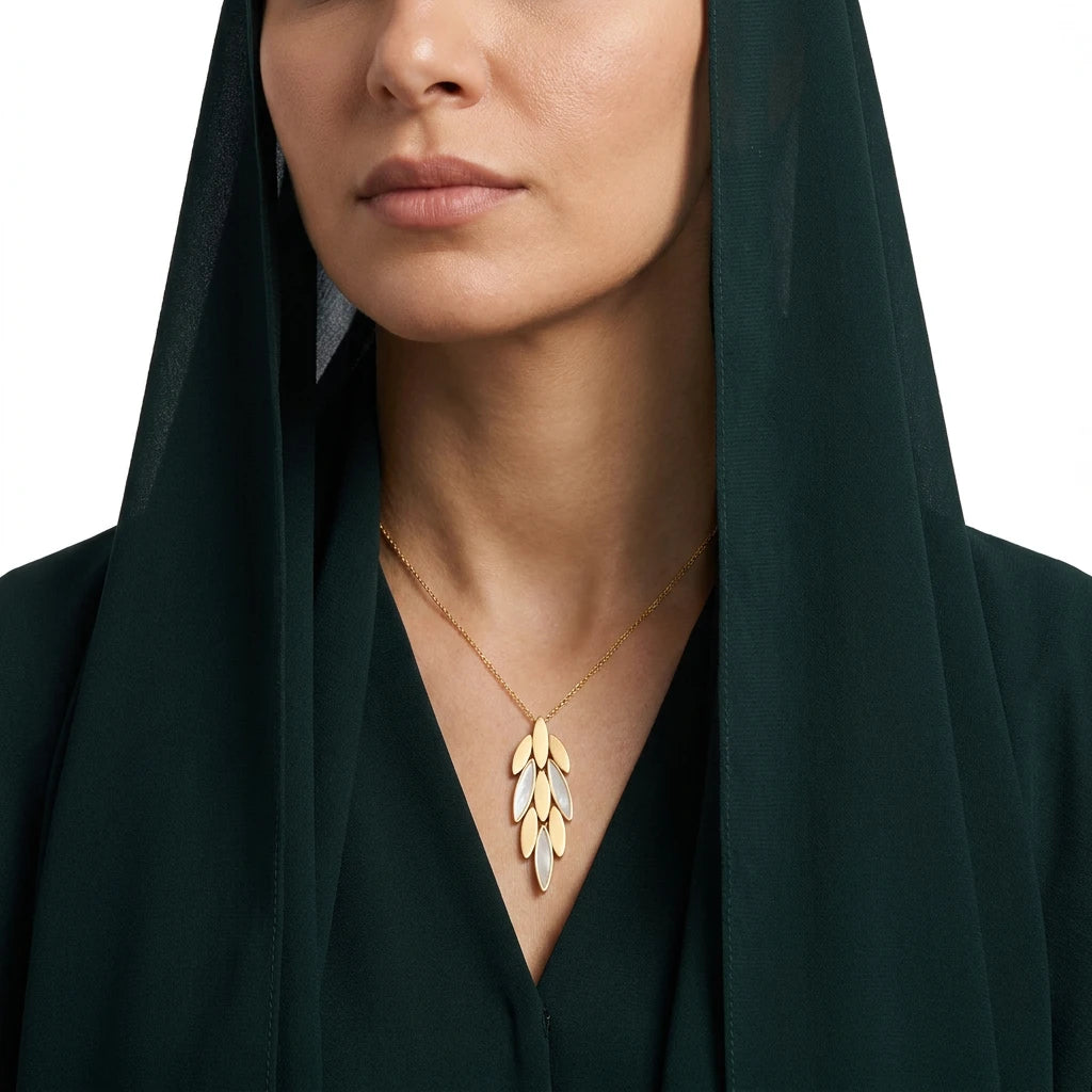 18K Gold Pendant with Cascading Leaves