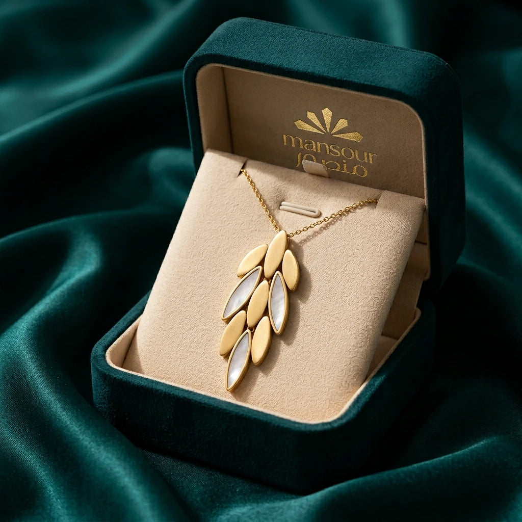 18K Gold Pendant with Cascading Leaves