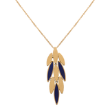 18K Gold Necklace with Turquoise Dangling Leaves Pendant