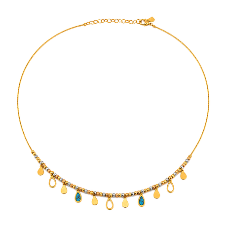 18K Gold Necklace with Colorful Teardrops
