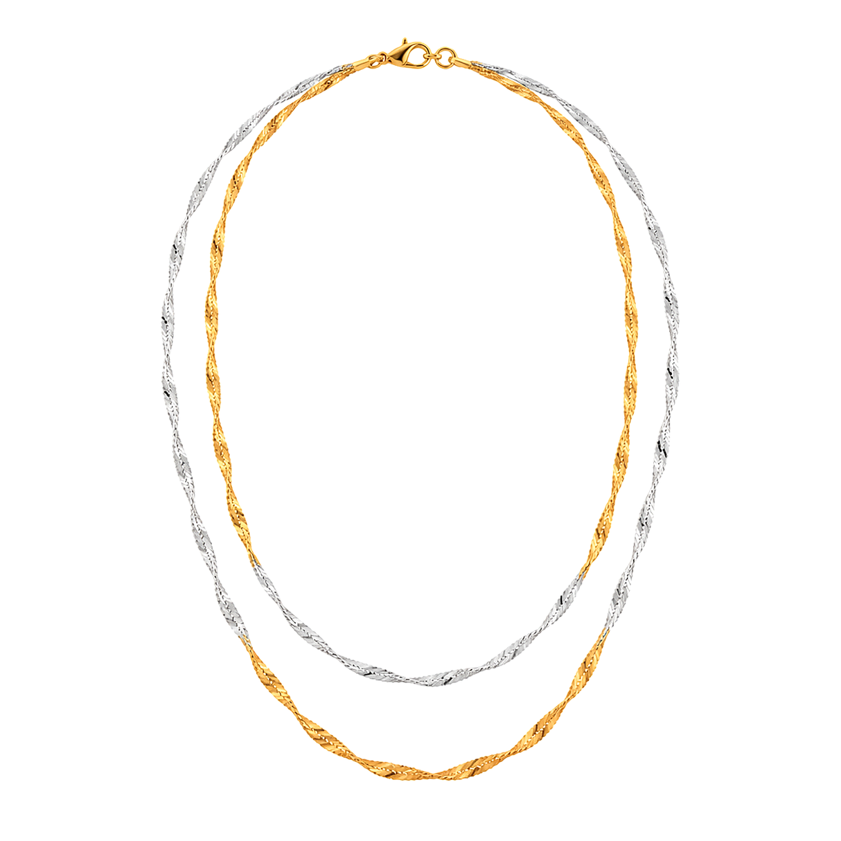 18K Gold Necklace with Double Braided Design