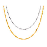 18K Gold Necklace with Double Braided Design