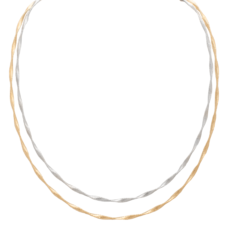 18K Gold Necklace with Double Braided Design