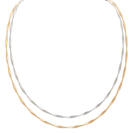 18K Gold Necklace with Double Wrapped Two Tone Design