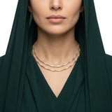 عقد ذهب عيار 18 بتصميم ملتف مزدوج لونين