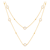 18K Gold Necklace with Colorful Double Layer