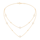 18K Gold Necklace with Colorful Double Layer