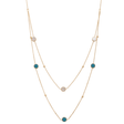 18K Gold Double Layer Necklace with Colorful Circles Design