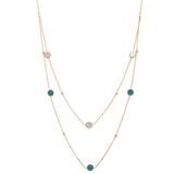 18K Gold Double Layer Necklace with Colorful Circles Design