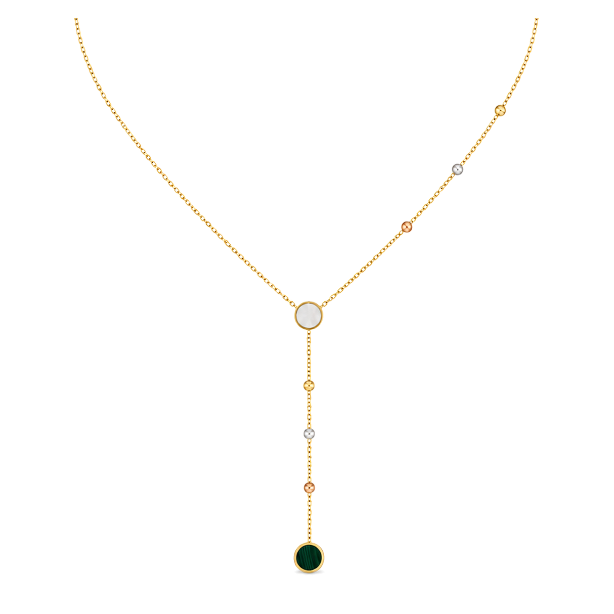 18K Gold Necklace with Circle Long Chain
