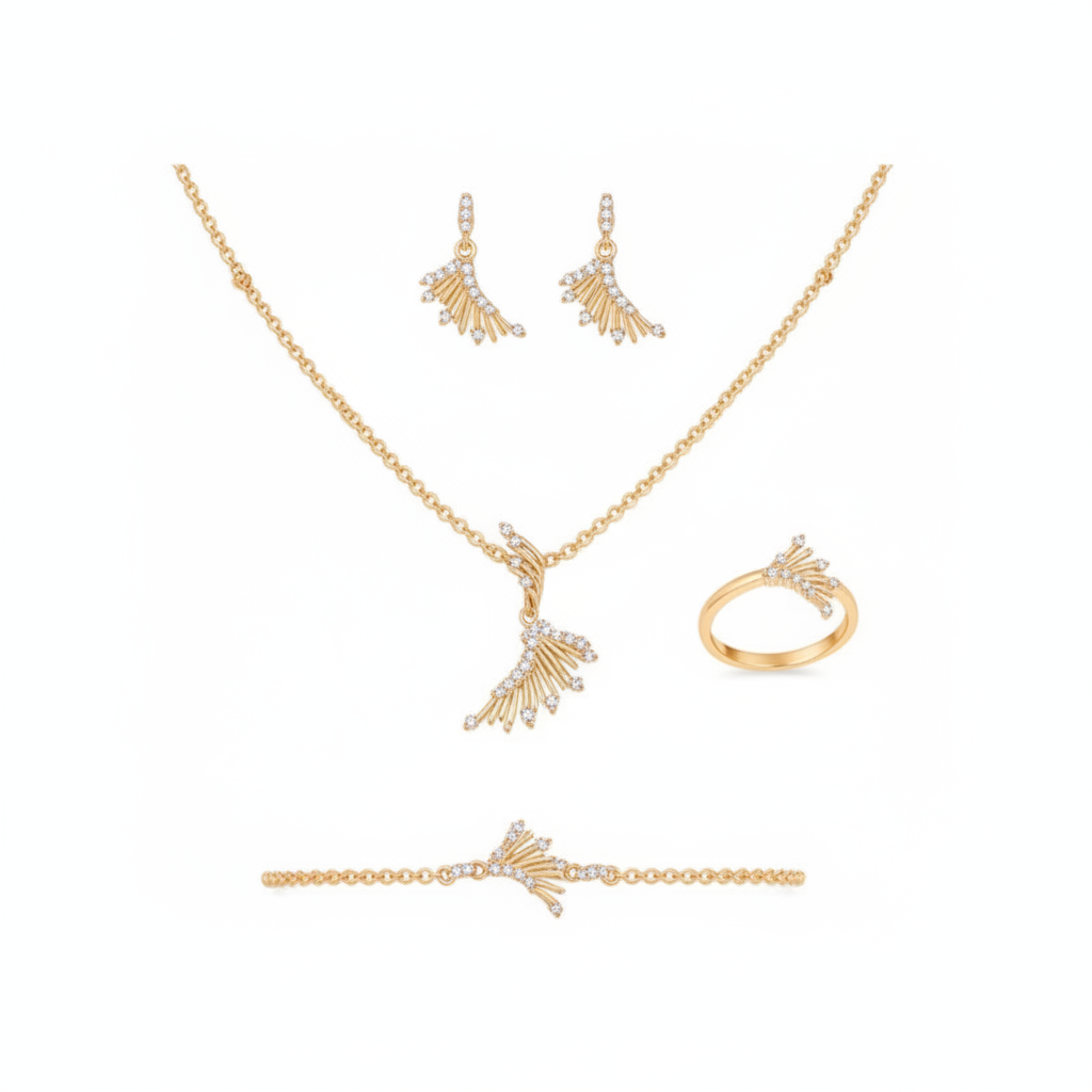 طقم عيار 18 بفصوص وتصميم هندسي