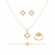 18K Gold Set with Shining Gemstones and Geometric Design