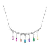 18K Gold Necklace with Colorful Dangling Pendants