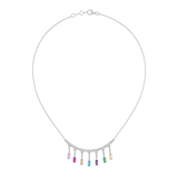 18K Gold Necklace with Colorful Dangling Pendants