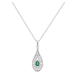 18K White Gold Necklace with Green Stone